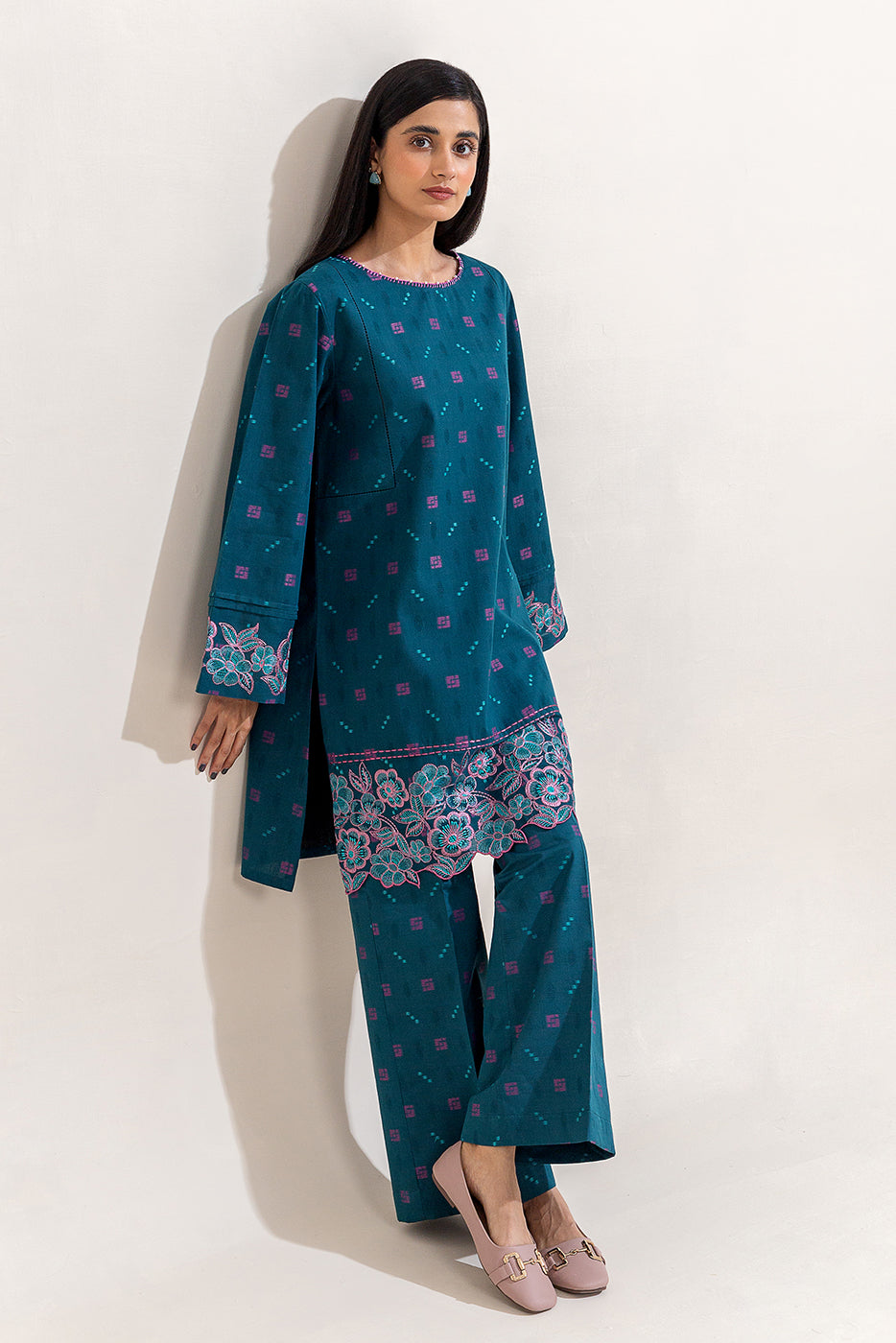 2 PIECE EMBROIDERED SELF JACQUARAD SUIT-AZURE GRACE (UNSTITCHED)