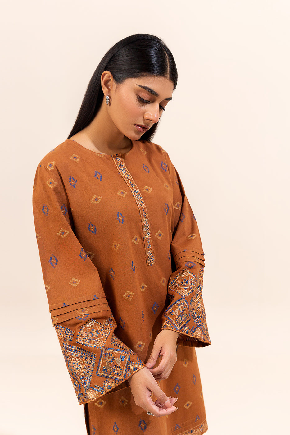 2 PIECE EMBROIDERED JACQUARD SUIT-HONEY HORIZON (UNSTITCHED)