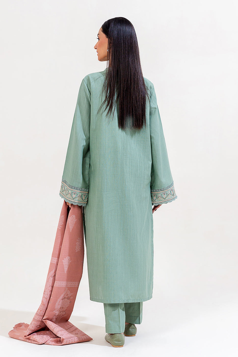 3 PIECE EMBROIDERED KHADDAR SUIT-MINT AURA (UNSTITCHED)