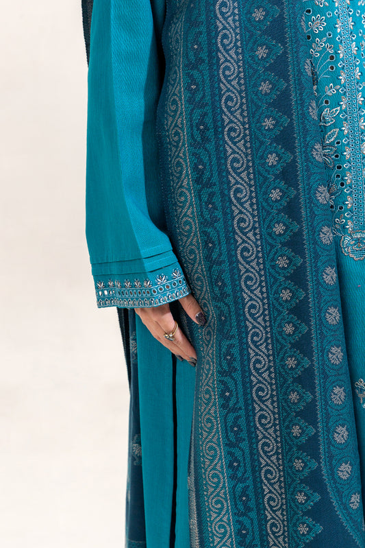 3 PIECE EMBROIDERED KHADDAR SUIT-CERULEAN CHARM (UNSTITCHED)