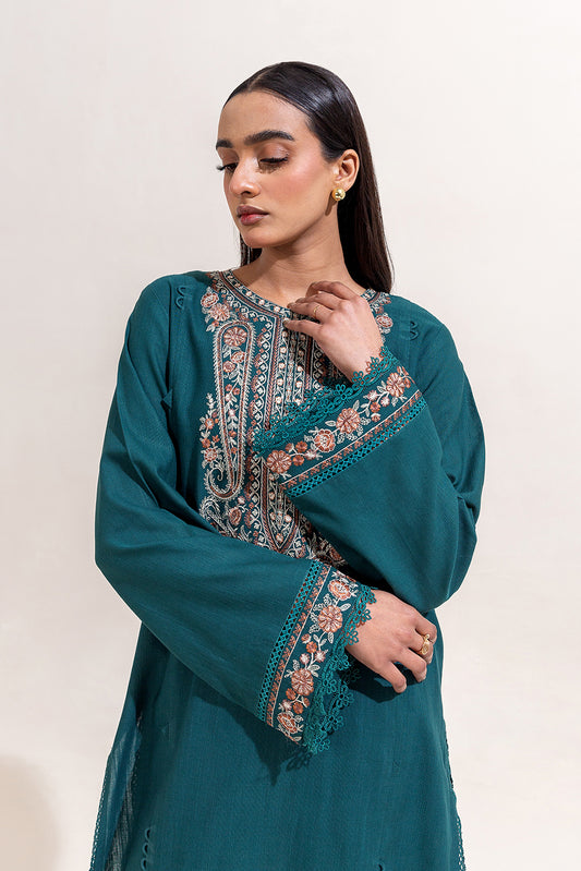 2 PIECE EMBROIDERED KHADDAR SUIT-PURSSIAN FOK (UNSTITCHED)