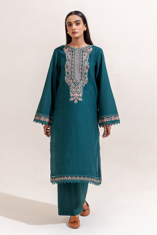2 PIECE EMBROIDERED KHADDAR SUIT-PURSSIAN FOK (UNSTITCHED)