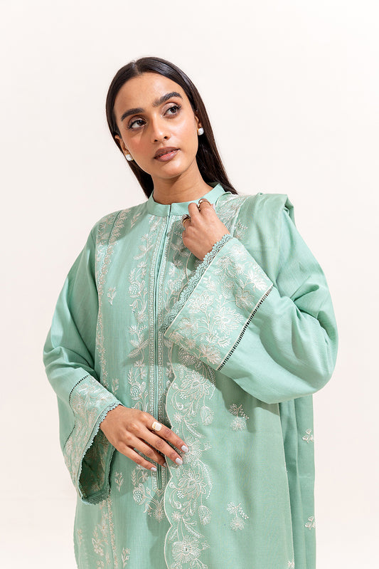 3 PIECE EMBROIDERED KHADDAR SUIT-MINT VERVE (UNSTITCHED)