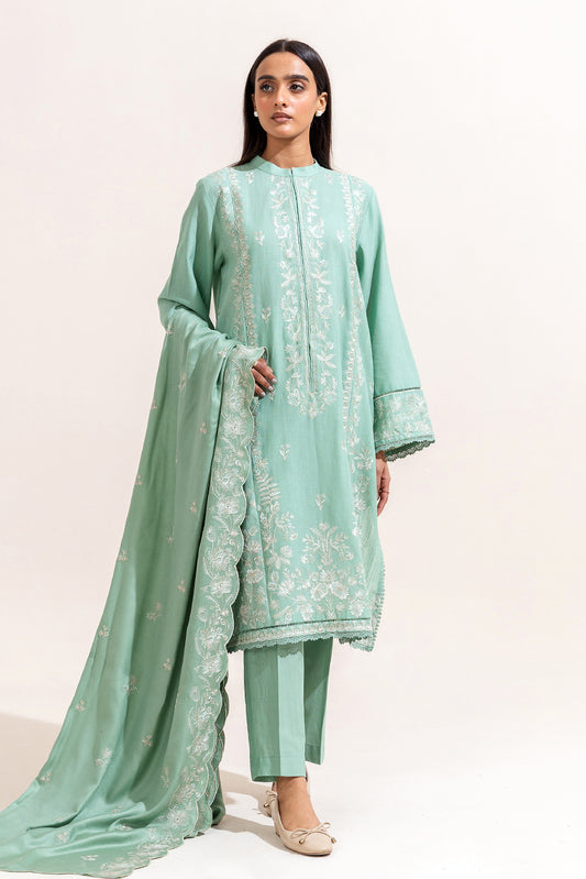 3 PIECE EMBROIDERED KHADDAR SUIT-MINT VERVE (UNSTITCHED)