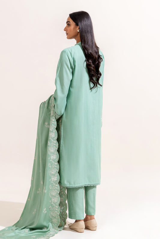 3 PIECE EMBROIDERED KHADDAR SUIT-MINT VERVE (UNSTITCHED)