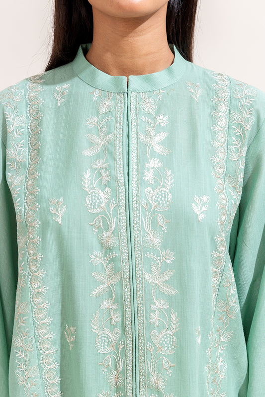 3 PIECE EMBROIDERED KHADDAR SUIT-MINT VERVE (UNSTITCHED)