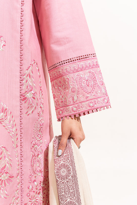 3 PIECE EMBROIDERED KHADDAR SUIT-IMPERIAL PINK (UNSTITCHED)