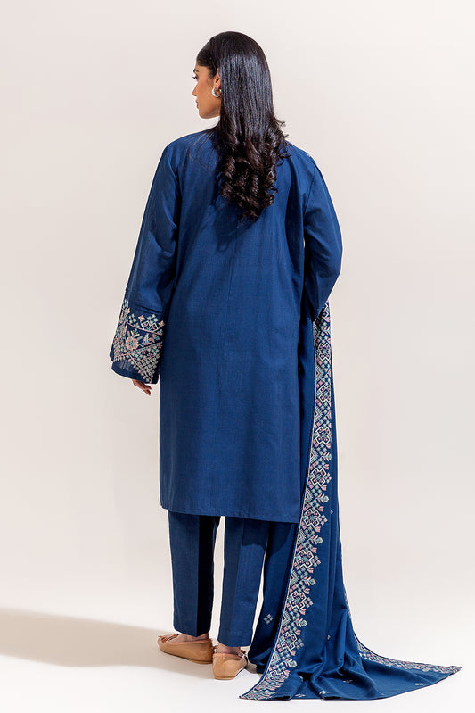 3 PIECE EMBROIDERED KHADDAR SUIT-AEGEAN GRID (UNSTITCHED)