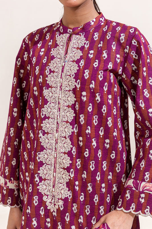 3 PIECE EMBROIDERED KHADDAR SUIT - RASPBERRY RADIANCE (UNSTITCHED)