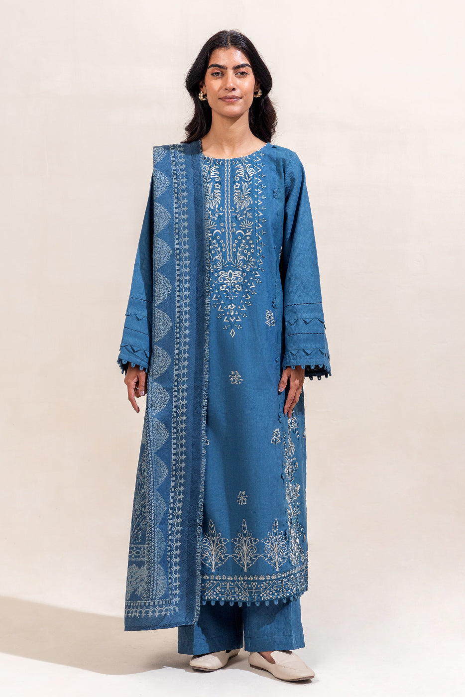 3 PIECE EMBROIDERED KHADDAR SUIT-AEGEAN VERVE (UNSTITCHED)