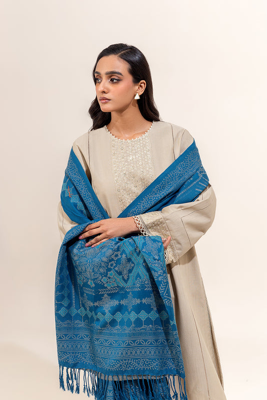 3 PIECE EMBROIDERED KHADDAR SUIT-SANDY BLUE (UNSTITCHED)