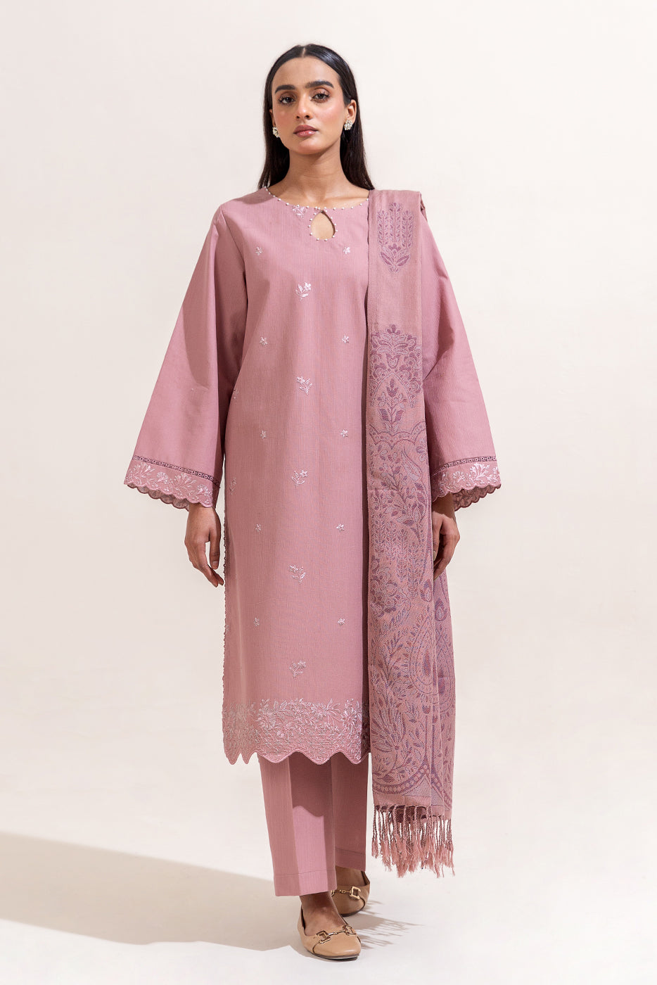 3 PIECE EMBROIDERED KHADDAR SUIT-SPRING FEST (UNSTITCHED)