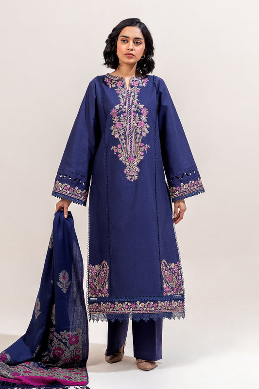 3 PIECE EMBROIDERED KHADDAR SUIT-MYSTIC BERRY (UNSTITCHED)