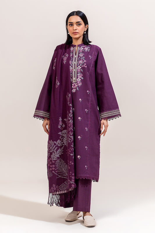 3 PIECE EMBROIDERED KHADDAR SUIT-CROSS STITCH GRACE (UNSTITCHED)