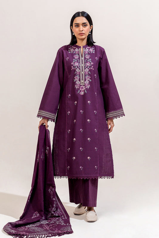 3 PIECE EMBROIDERED KHADDAR SUIT-CROSS STITCH GRACE (UNSTITCHED)