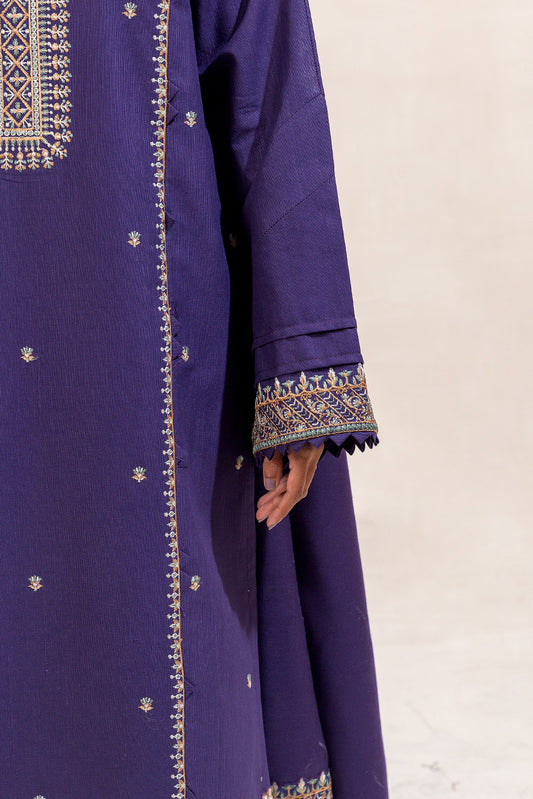 3 PIECE EMBROIDERED KHADDAR SUIT-MAUVE DELICACY (UNSTITCHED)
