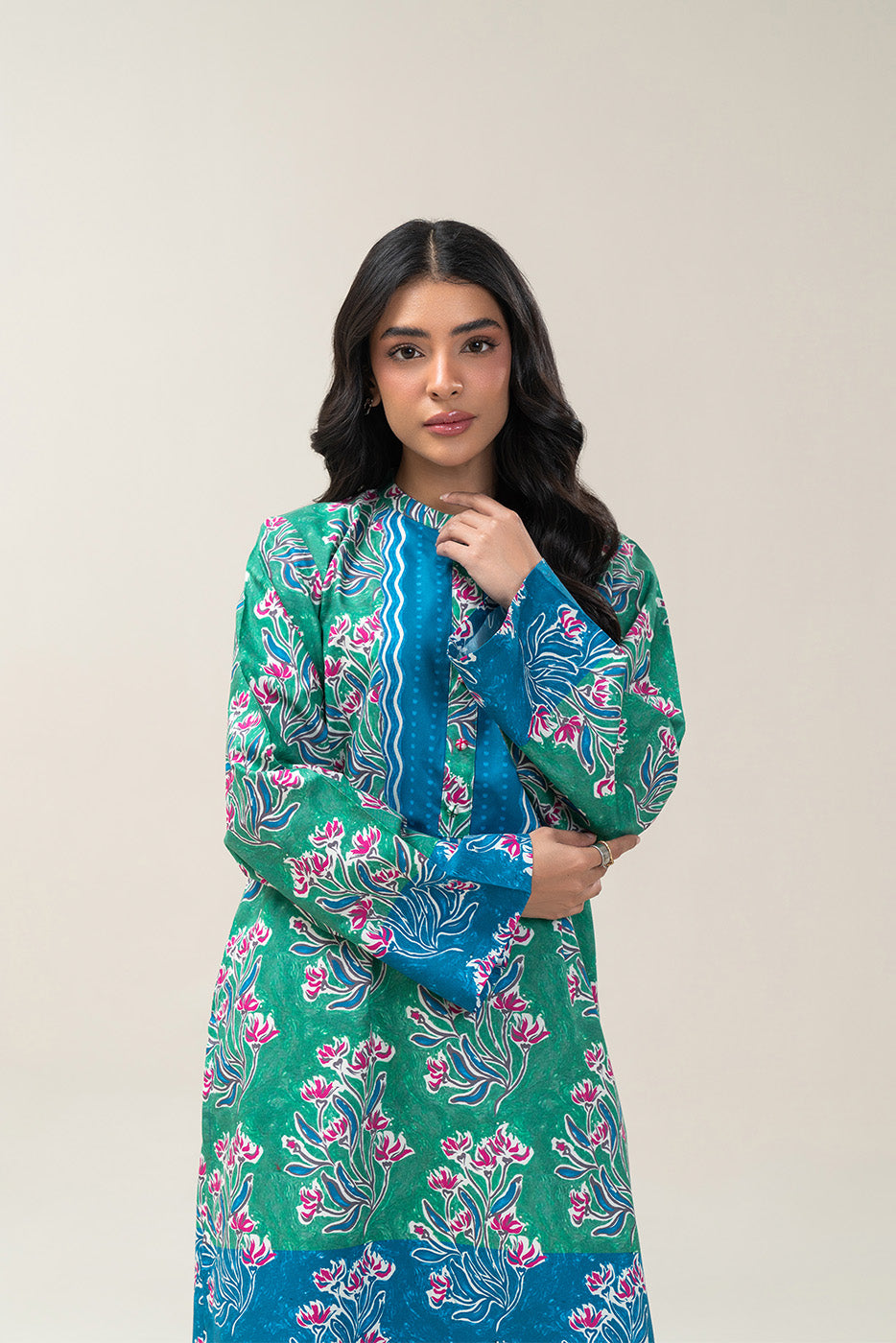 PRINTED COTTON VISCOSE SHIRT (PRET)