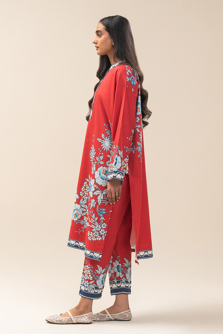 2 PIECE PRINTED COTTON VISCOSE SUIT (PRET)