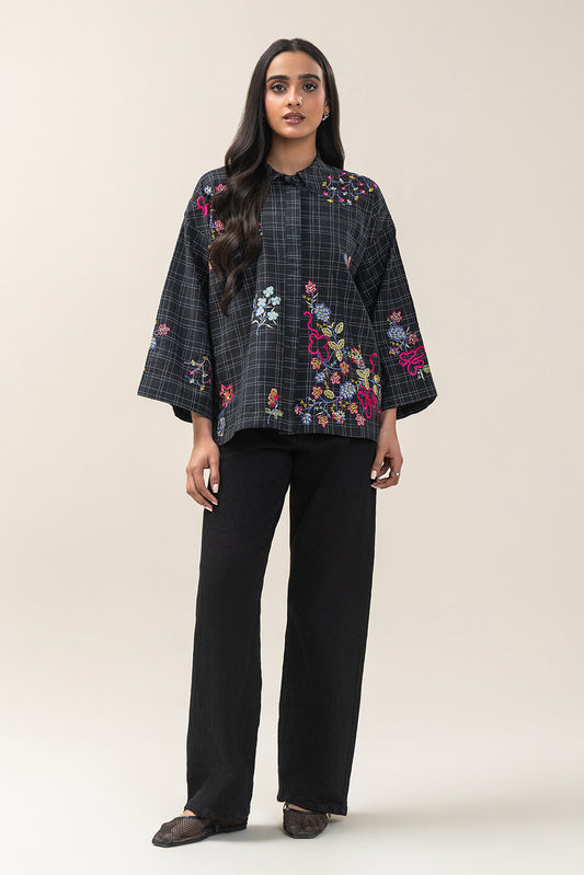 EMBROIDERED COTTON LINEN TOP (PRET)