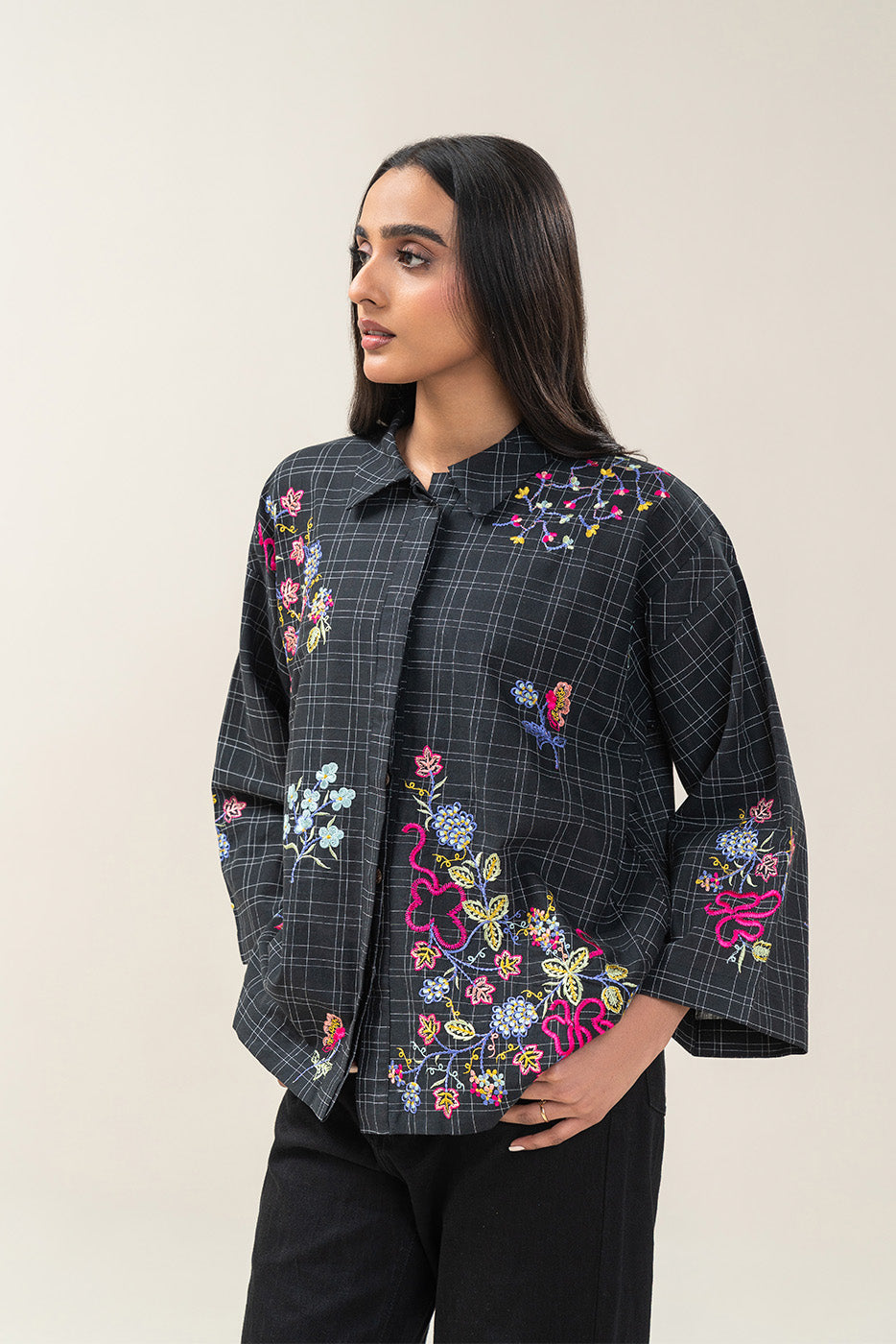 EMBROIDERED COTTON LINEN TOP (PRET)