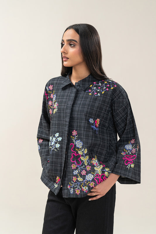 EMBROIDERED COTTON LINEN TOP (PRET)