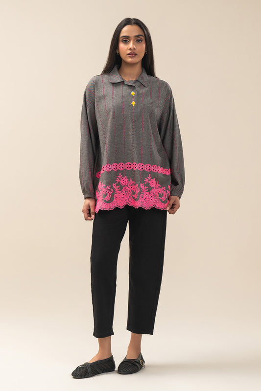 EMBROIDERED DOBBY TOP (PRET)