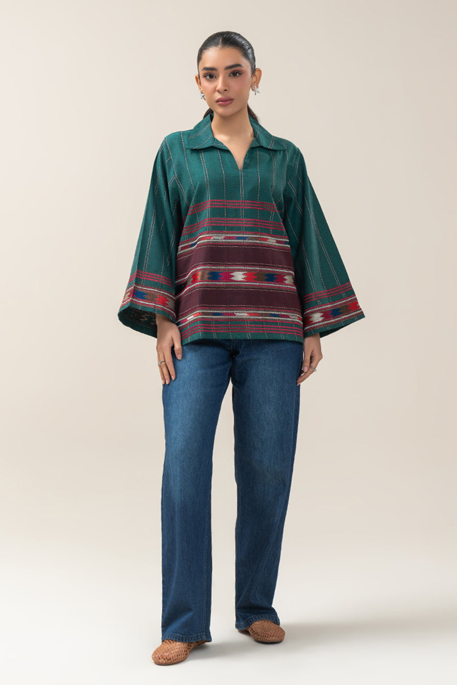 EMBROIDERED DOBBY TOP (PRET)