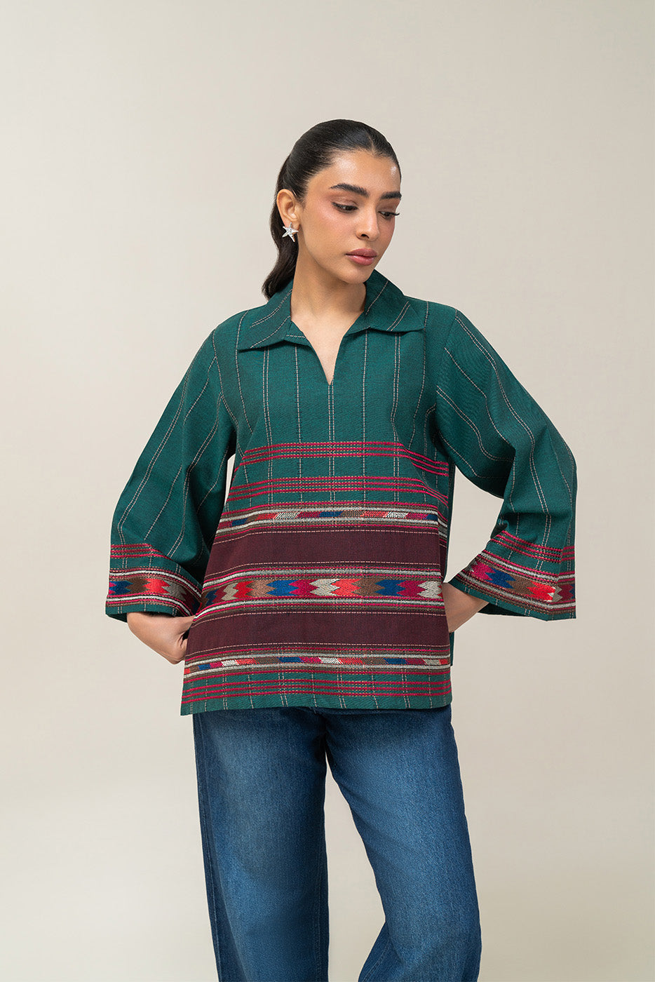 EMBROIDERED DOBBY TOP (PRET)