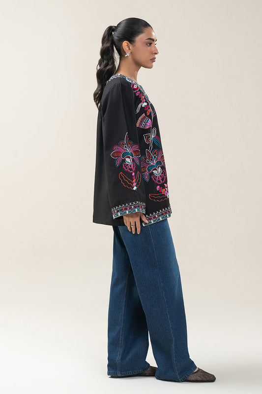 EMBROIDERED SLUB KHADDAR TOP (PRET)