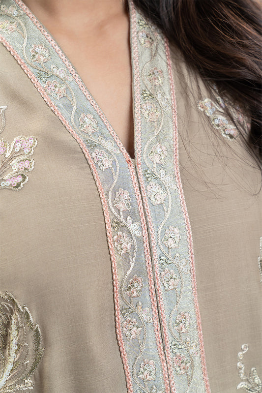 2 PIECE EMBROIDERED RAW SILK SUIT (LUXURY-PRET)