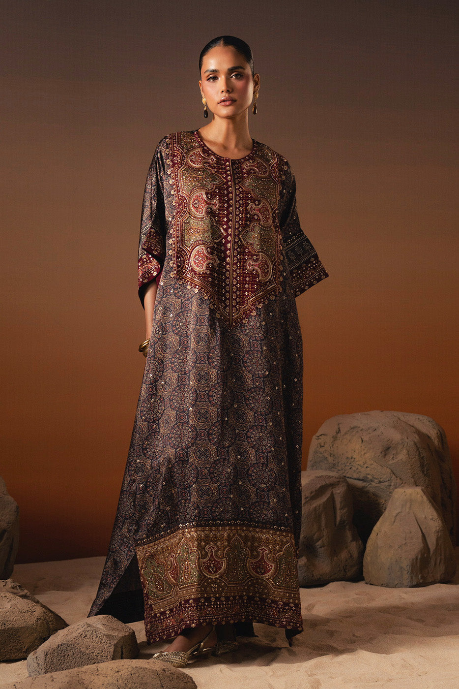 EMBROIDERED SHEMOZE SILK SHIRT (LUXURY PRET)