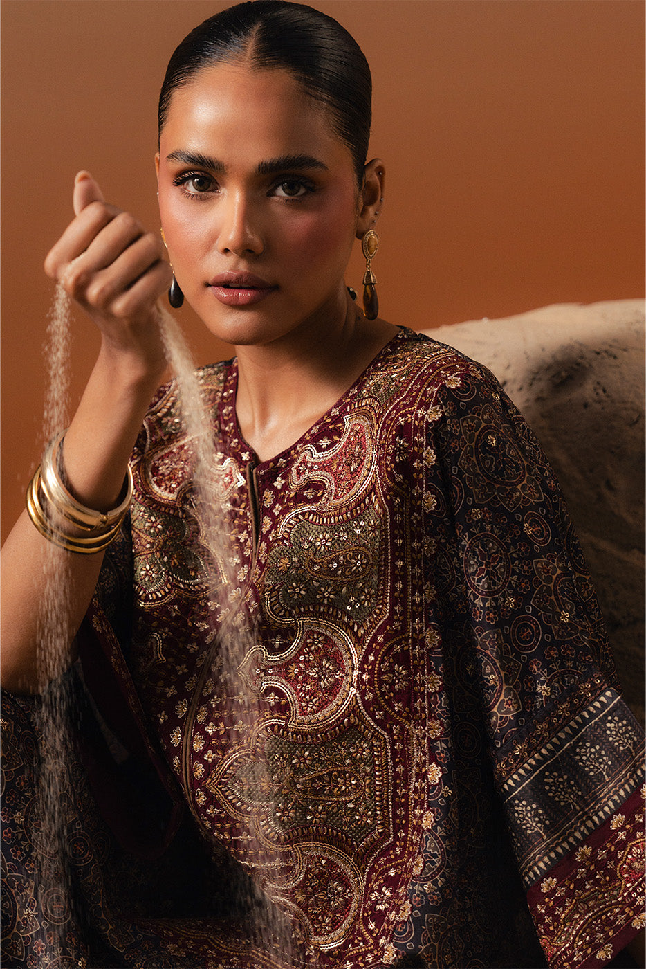 EMBROIDERED SHEMOZE SILK SHIRT (LUXURY PRET)