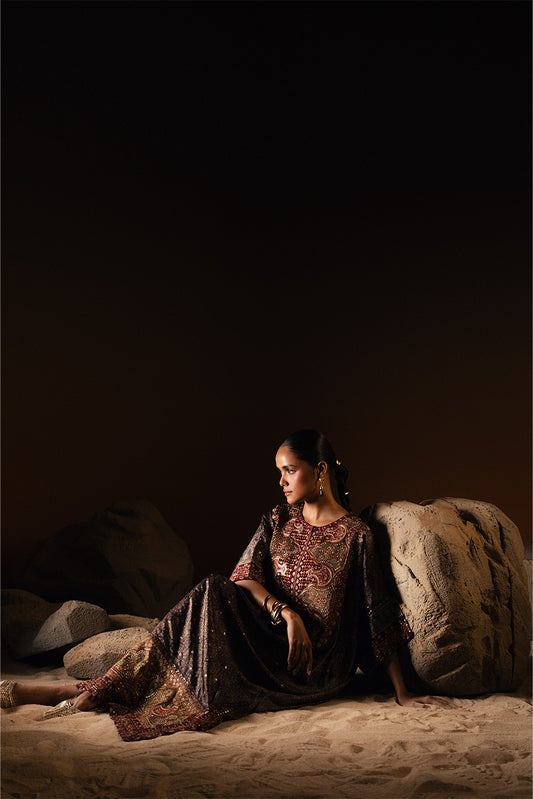 EMBROIDERED SHEMOZE SILK SHIRT (LUXURY PRET)