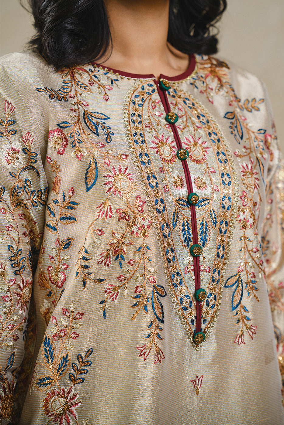 2 PIECE EMBROIDERED TISSUE SUIT (LUXURY PRET)