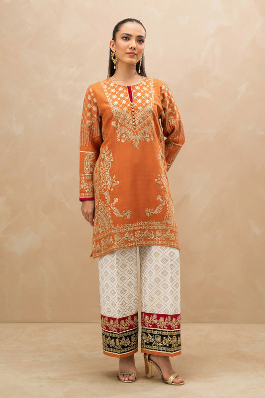 2 PIECE EMBROIDERED RAW SILK SUIT (LUXURY-PRET)