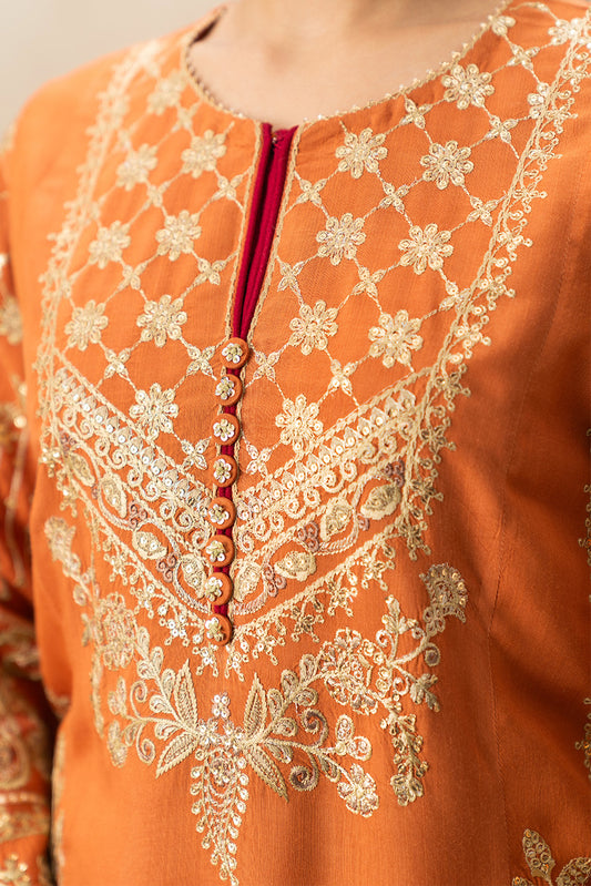 2 PIECE EMBROIDERED RAW SILK SUIT (LUXURY-PRET)