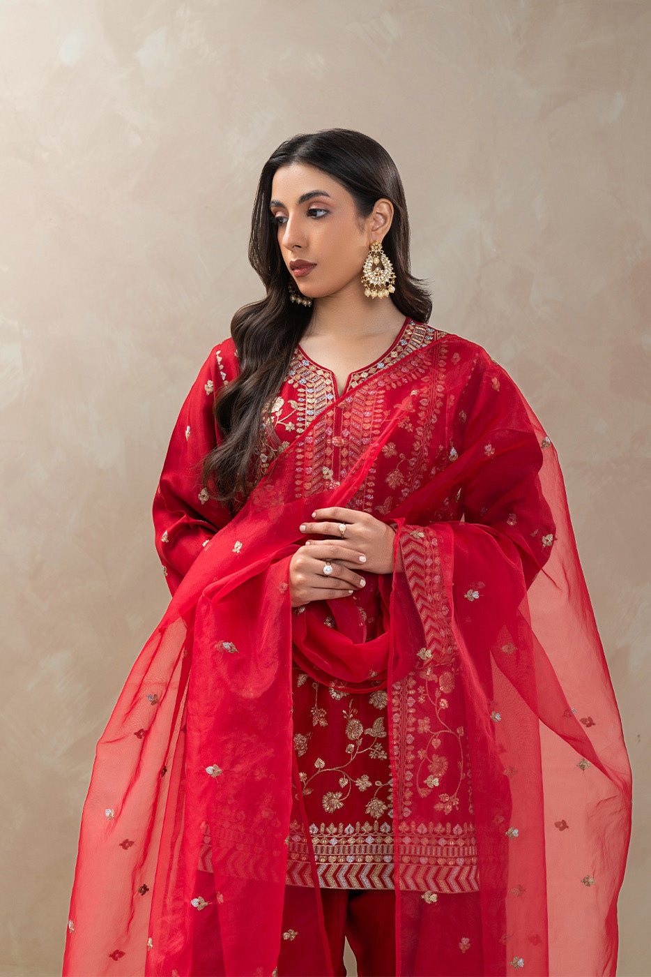 3 PIECE EMBROIDERED RAW SILK SUIT (LUXURY-PRET)