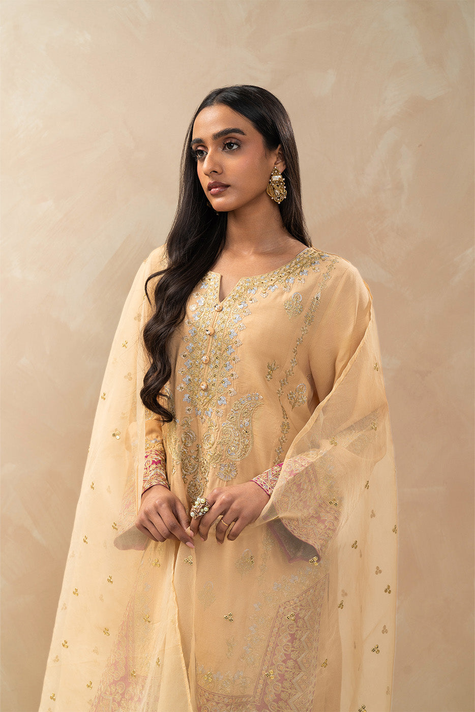 3 PIECE EMBROIDERED RAW SILK SUIT (LUXURY-PRET)
