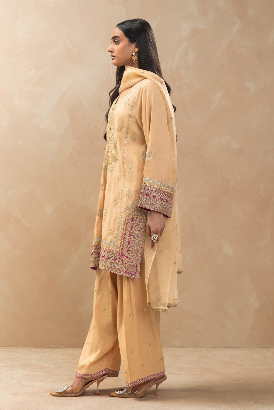 3 PIECE EMBROIDERED RAW SILK SUIT (LUXURY-PRET)