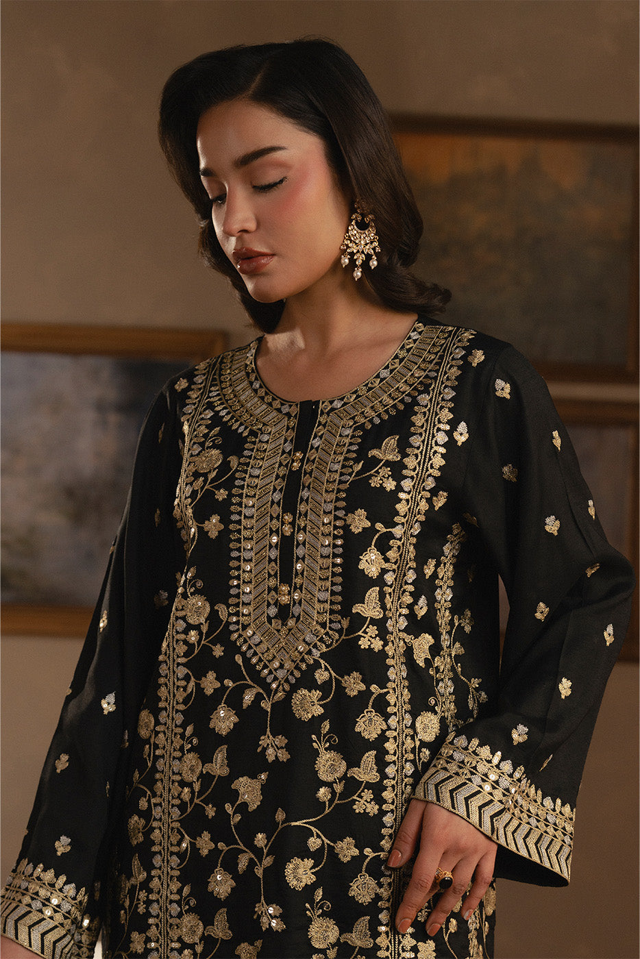 3 PIECE EMBROIDERED RAW SILK SUIT (LUXURY-PRET)