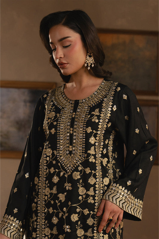 3 PIECE EMBROIDERED RAW SILK SUIT (LUXURY-PRET)