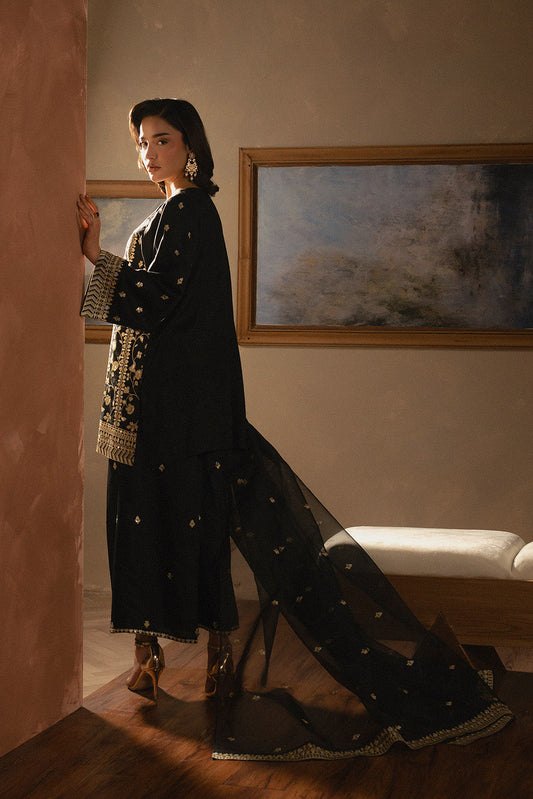 3 PIECE EMBROIDERED RAW SILK SUIT (LUXURY-PRET)