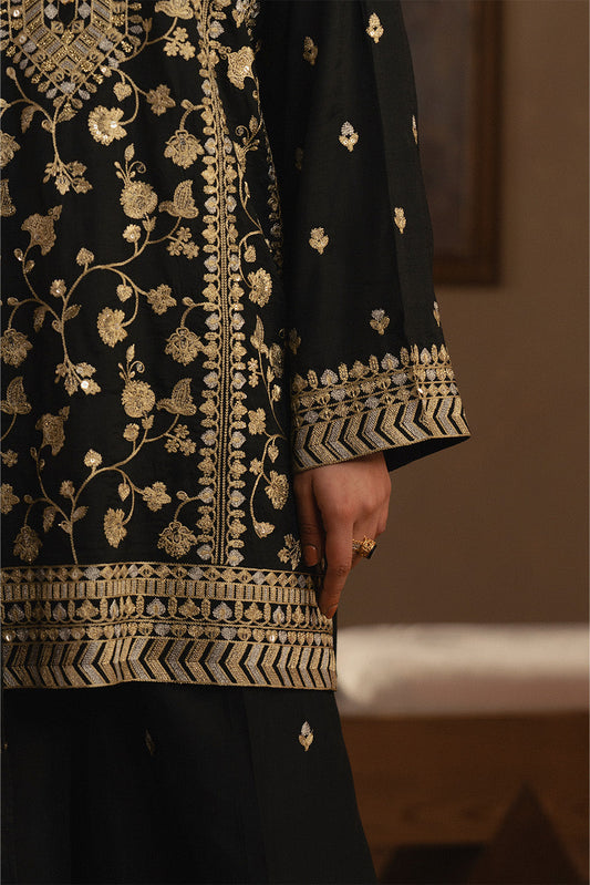 3 PIECE EMBROIDERED RAW SILK SUIT (LUXURY-PRET)