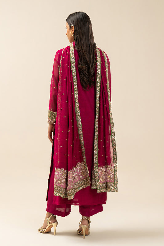 3 PIECE EMBROIDERED COTTON NET SUIT (LUXURY PRET)