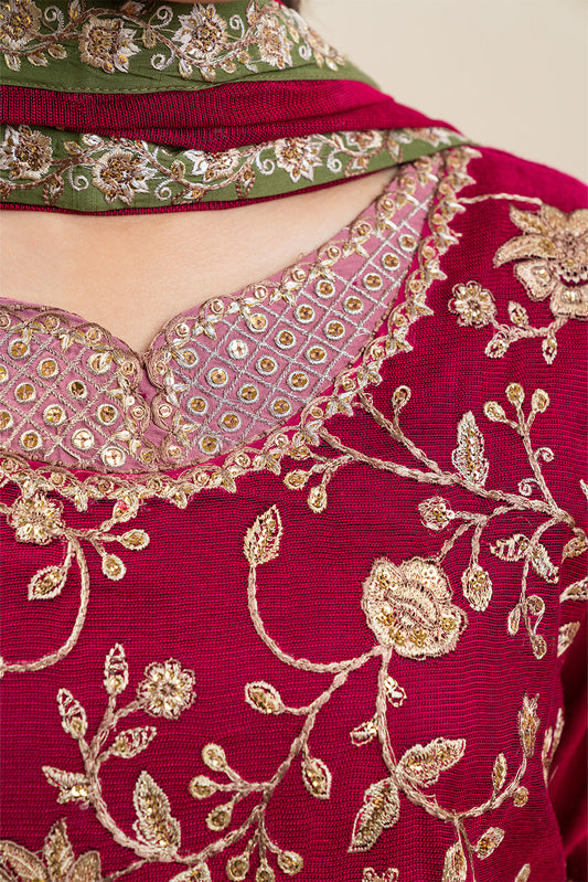 3 PIECE EMBROIDERED COTTON NET SUIT (LUXURY PRET)