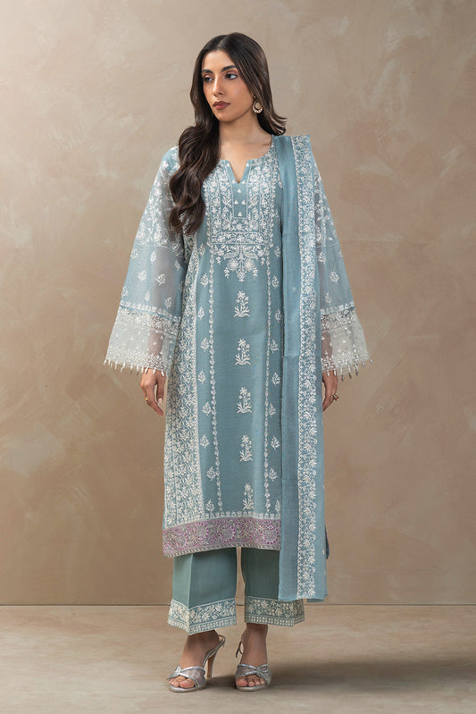 3 PIECE EMBROIDERED COTTON NET SUIT (LUXURY-PRET)