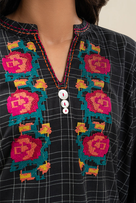 EMBROIDERED COTTON LINEN SHIRT (PRET)