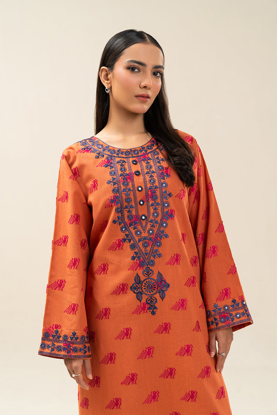EMBROIDERED  REVERSE JACQUARD SHIRT (PRET)