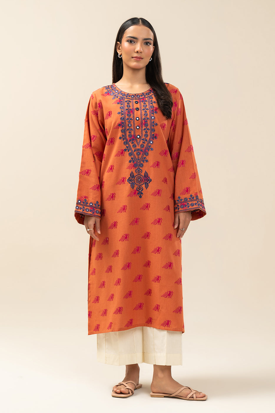 EMBROIDERED  REVERSE JACQUARD SHIRT (PRET)