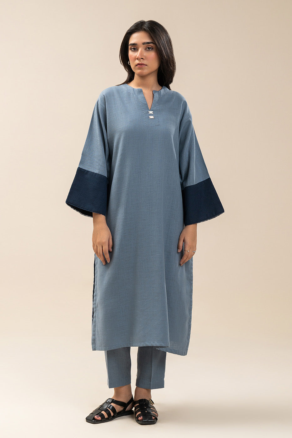 2 PIECE EMBROIDERED TWILL SUIT (PRET)